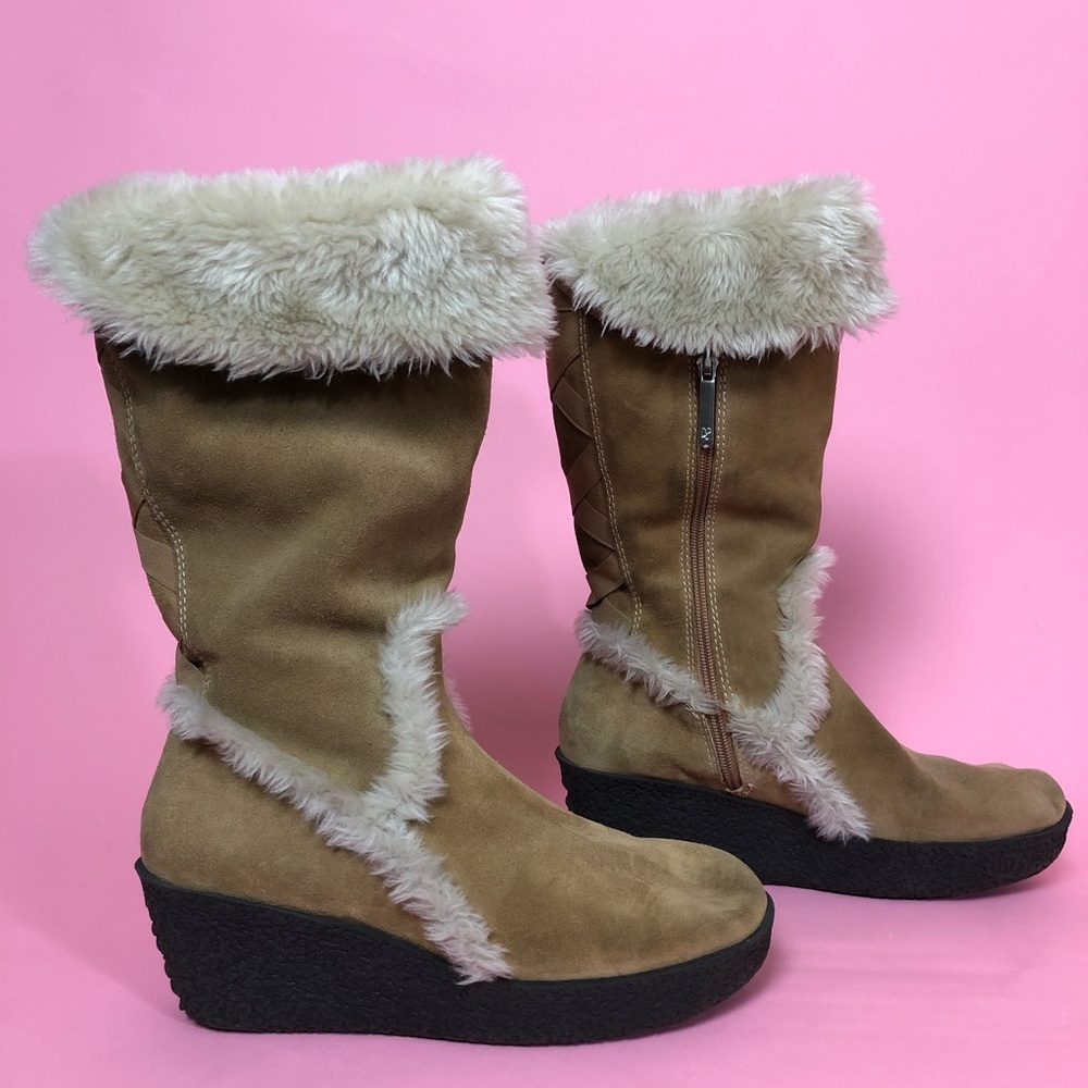 Donald Pliner leather Patricia tan winter camel boots 8.5